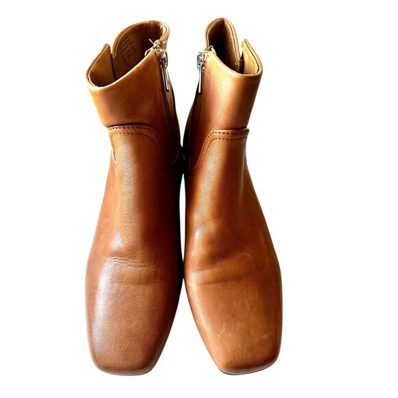 Draper James Bethany Booties Women’s 8 | Cognac Brown Leather Ankle Boots Block - Picture 4 of 10